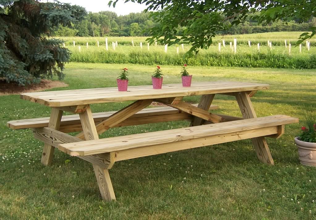 Brand New Heavy Duty Large 8' foot Wooden Picnic Table eBay