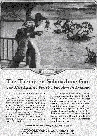 Cowboy with Thompson submachine gun